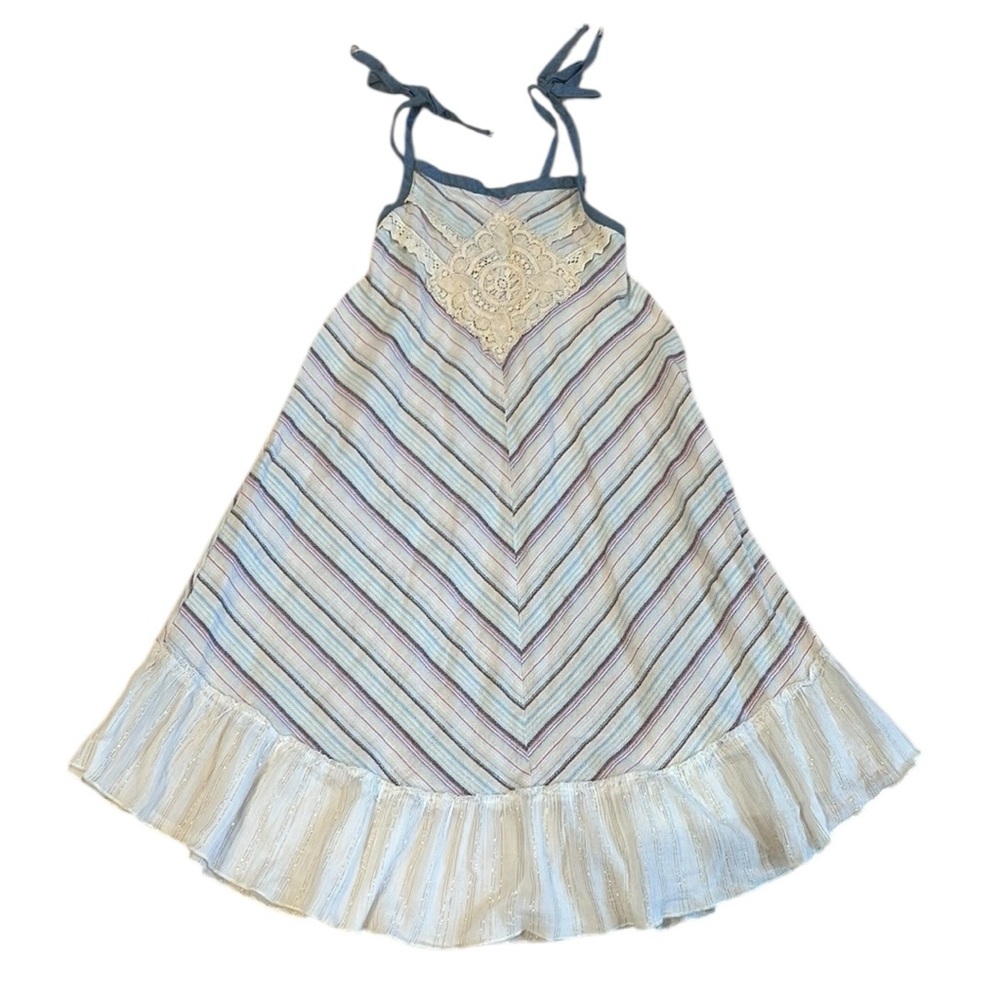 Striped Girls Lightweight Summer Dress, Size 8